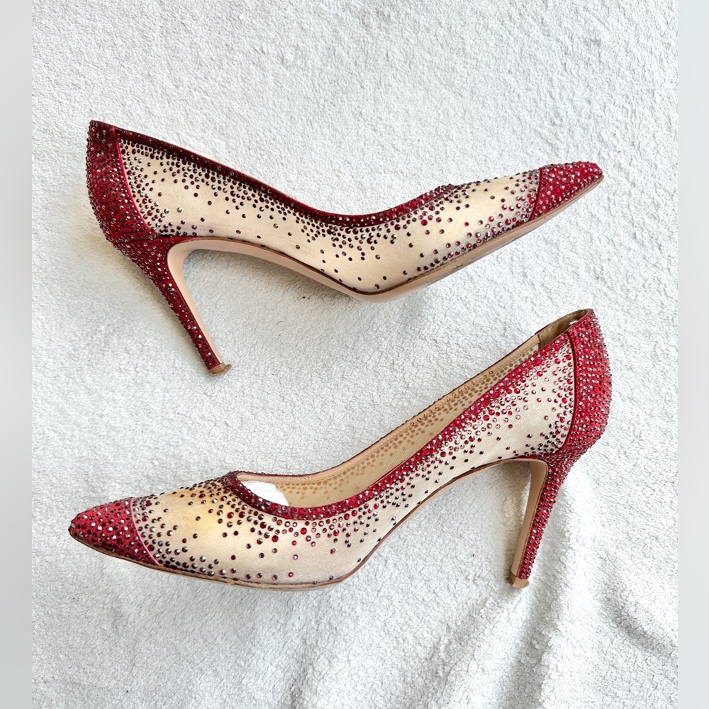 Gianvito‎ Rossi Rania 105 crystal-embellished pumps EU 38 US 8 red heels - Picture 4 of 14